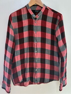 Surface to Air Red and Black Check Casual Button-Down Shirt